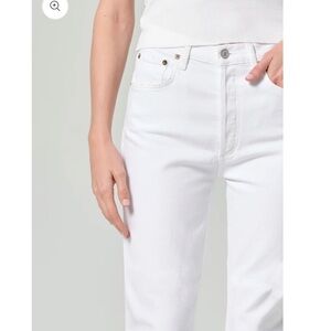 Agolde Riley High Rise Straight Crop Jeans in Sour Cream